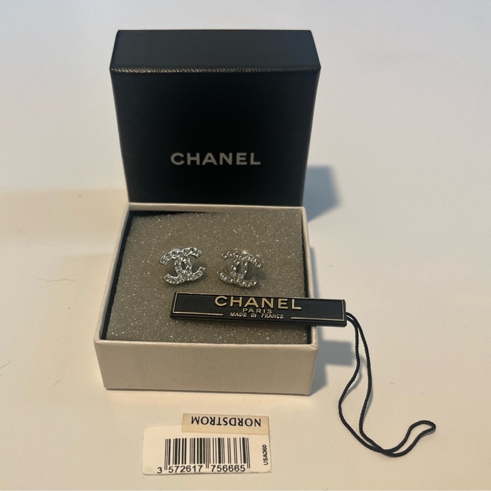 Chanel Silver Earrings with Box